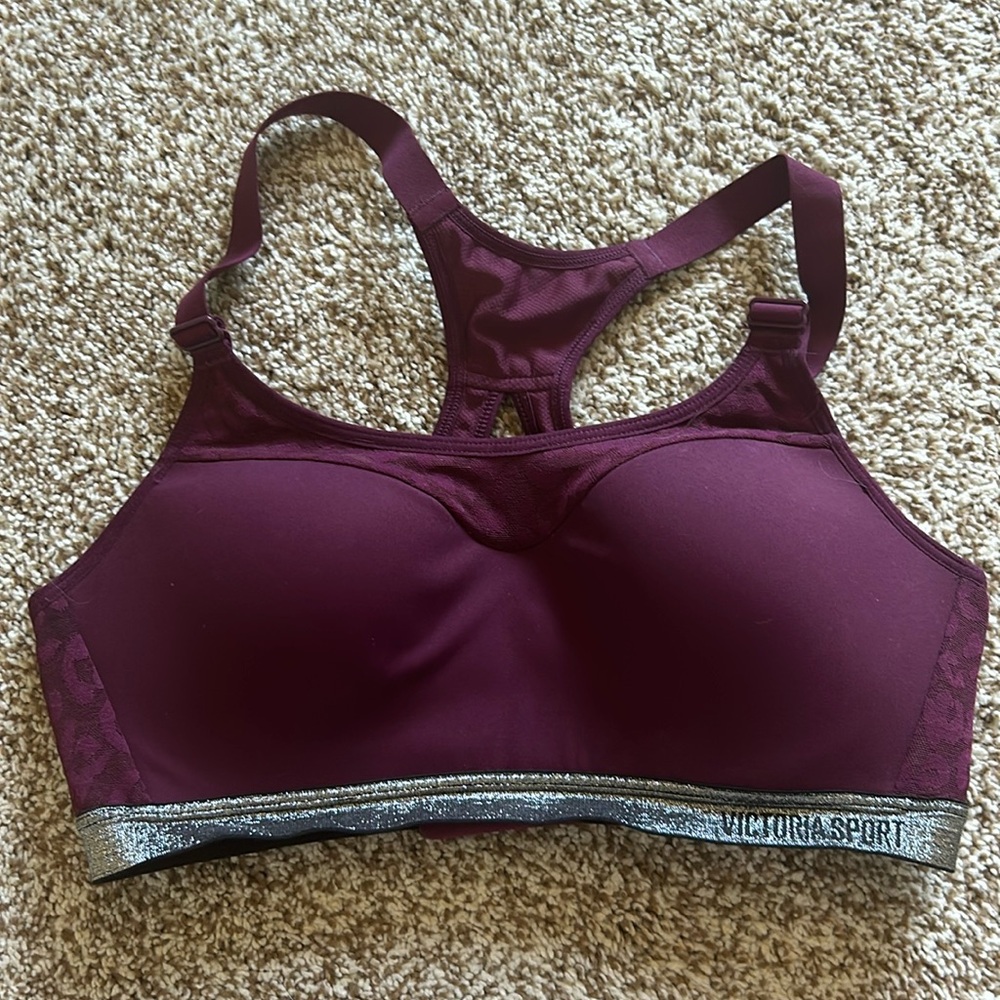 Purple  sparkle and mesh/lace sports bra
